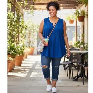 Croft & Barrow Plus Size Top 3X Womens Textured Summer Flowy Lagenlook Boho